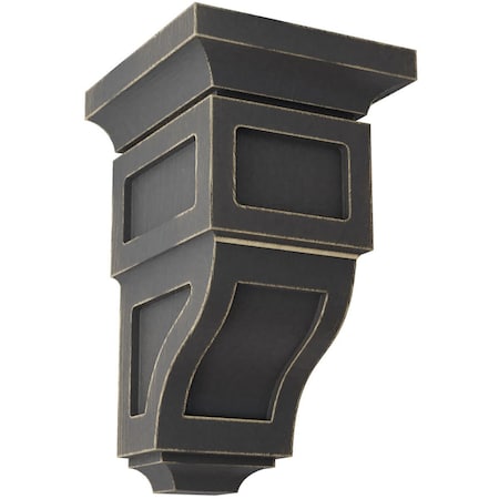Ekena Millwork 3 1/2"W x 3 3/4"D x 6"H Mini Reyes Wood Vintage Decor Corbel, Black CORWD03X03X06RYBL